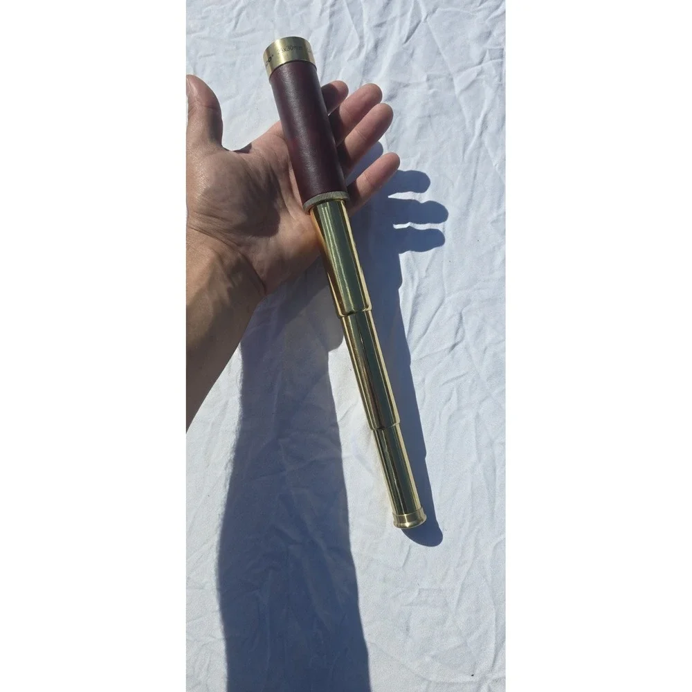 Tasco Vintage Leather Brass Spyglass Telescope 25x30mm with Leather Case